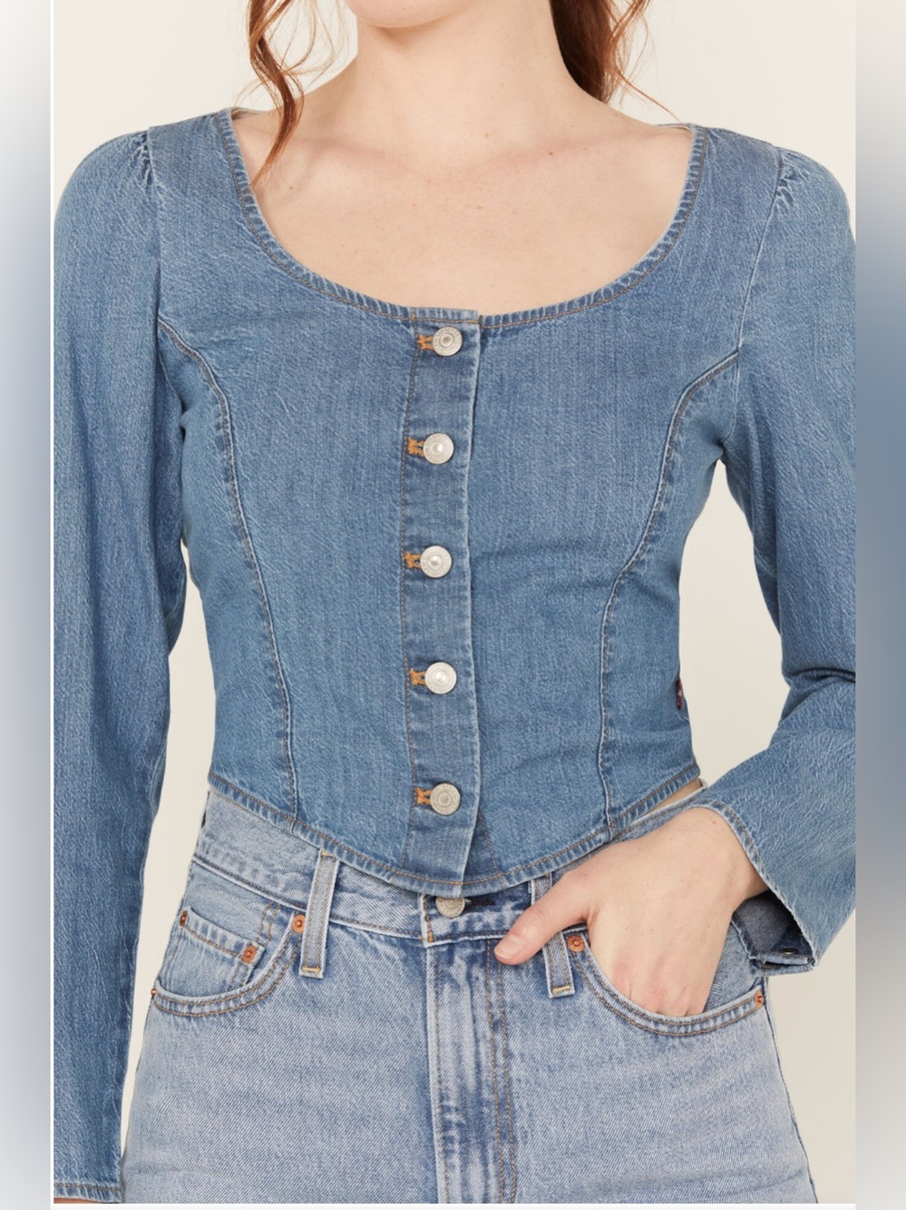 Levi’s Corset Daryn Denim Top Size XL NWT - Picture 2 of 14